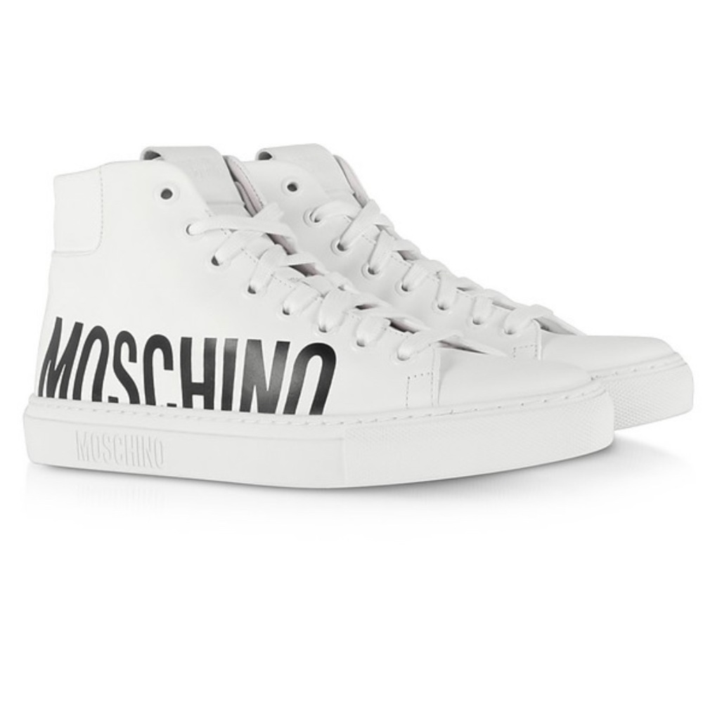 MOSCHINO
White Leather Mid-Top Sneakers